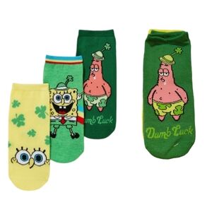 Spongebob squarepants Women's No Show Socks St Patrick's Day